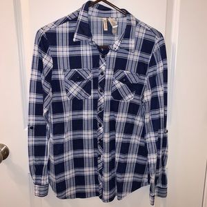 Blue and white plaid flannel